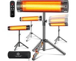 KESSER® Infraroodstraler - Terrasverwarmer - Infrarood Verwarming - Patiostraler 2500W met afstandsbediening incl. beschermhoes in hoogte verstelbare telescoopstandaard Wikkeltafel Patiostraler Kwartsstraler Infraroodstraler - 2500W