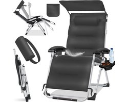 KESSER Luxe Ligstoel – Extra Breed & Comfortabel – Dikke Kussens, Armleuningen, Hoofdkussen, Bijzettafel & Opbergvakken – Ergonomisch & Antislip – Tuin of Balkon