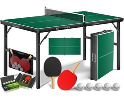 KESSER® Mini Tafeltennistafel 153×76,5 cm – Inklapbaar – Incl. Batjes, Ballen & Net – Pingpongtafel