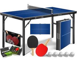 KESSER® Mini Tafeltennistafel 153×76,5 cm – Inklapbaar – Incl. Batjes, Ballen & Net – Pingpongtafel
