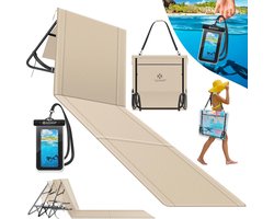 Kesser® Opvouwbare strandmat met verstelbare rugleuning, strandligstoel met draagriem, waterdichte mobiele telefoonhoes en opbergtas, ligstoel voor strand, tuin, terras, ligmat, tot 130 kg