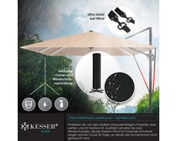 KESSER® Parasol Zwenkparasol SUN XL 300 x 300 cm incl. hoes + windbescherming draaibaar kantelbaar marktparasol groot 360° draaibaar tuinparasol met zwengel zonwering UV50+