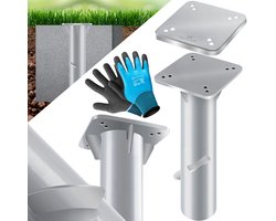 KESSER® Parasolvoet Metaal Parasolhoulder - Metalen Bodemplaat voor Parasol Zweefparasol Inclusief Handschoenen - Zilver