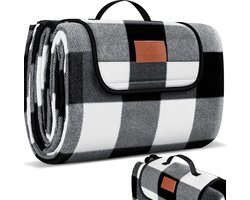 KESSER® Picknickkleed Waterdicht 200x200 cm - Picknickdeken Geïsoleerd Buitenkleed voor 4-6 Personen Wasbaar - Zwart / Wit