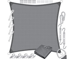 KESSER® Schaduwdoek | zonnezeil zonwering windbescherming | HDPE stof | waterafstotend & windwerend | 5-voudig kruislings gestikt robuust & stabiel schaduwgever tuin balkon terras - Grijs, Vierkant,3x3m