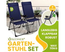 KESSER® Set van 2 tuinstoelen, aluminium klapstoelen met hoge rugleuning, 7-voudig verstelbaar met armleuningen, ademend, opvouwbare kampeerstoel, balkonstoel, opvouwbare stoel, tuinterras