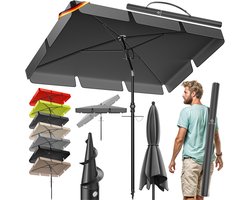 KESSER® Stokparasol Inclusief Beschermhoes & Draagtas 200 × 125cm - Parasol voor Balkon, Tuin & Terras Tuinparasol Strandparasol - Antraciet