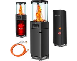 KESSER® Terrasstraler / Mobiele Gaskachel / gasverwarming incl. beschermhoes buitenverwarmer mobiele paddenstoelverwarmer vlamverwarming met grondwielen - Zwart
