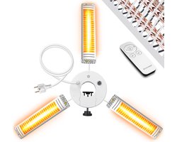 KESSER® Terrasverwarmer 3000W Elektrische Kachel voor Parasol - Infrarood Verwarming Heater Sfeervolle Verwarmer met Afstandsbediening IP65 Weerbestendig - Zilver