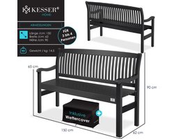 KESSER® tuinbank hout houten bank weerbestendig | Parkbank van massief hout | Bank Balkonbank Donkergrijs