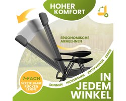 KESSER tuinstoelenset Basic, weerbestendig dankzij 100% polyester met PVC-coating, stabiele en duurzame constructie, comfortabel dankzij 7-voudige verstelbaarheid, snel opbergbaar dankzij opvouwbare constructie en belastbaar tot 110 kg