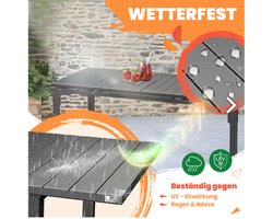 KESSER® Tuintafel uitschuifbare eettafel 180/240x90cm uitschuifbaar tot 8 personen Uitschuifbare tafel met gepoedercoat stalen frame & HDPE tafelblad Weerbestendig & UV-bestendig incl. 6 vilten onderzetters