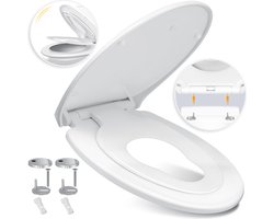 KESSER® WC bril met Soft Close Deksel - Toiletbril ook voor kinderen met Duroplast en Quick-Release-functie - Wit / Familie-Vorm