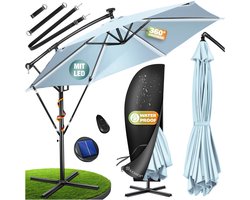 KESSER® Zweefparasol ⌀300cm met LED Solar Verlichting en voet - Parasol 360° Incl. Beschermhoes