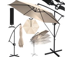 KESSER® Zweefparasol met voet 300cm x 300cm - Parasol 360° Draaibaar Incl. Beschermhoes Tuinparasol - Beige Ø 3m