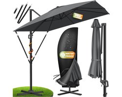 KESSER® Zweefparasol met voet 300cm x 300cm - Parasol 360° Draaibaar Incl. Beschermhoes UV50+ Tuinparasol - Antraciet