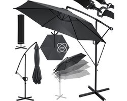 KESSER® Zweefparasol met voet 350cm x 350cm - Parasol 360° Draaibaar Incl. Beschermhoes Tuinparasol - Antraciet Ø 3,5m