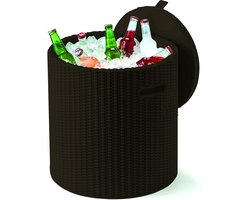 Keter 17200045 Koelbox/bijzettafel Kruk, rotanlook, kunststof, bruin