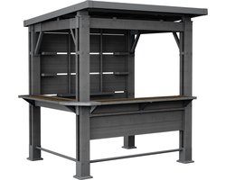 Keter Bar Gazebo - Buitenbar met overkapping - 200x230x238cm - Antraciet/Walnut