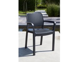 Keter - Bella Stoel 6 Stuks Grafiet - Stapelbaar in kunsthars - imitatie van gevlochten rotan