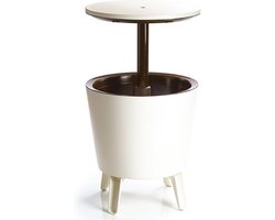 Keter -Cool Bar 2 in1 - Drinkkoeler en bijzettafel/ Draagbare tuinbar / Crème - chocoladekleur
