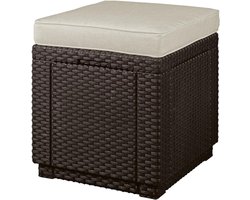 Keter - Cube Tuinstoel met Kussen - 42 x 42 x 39 cm Bruin/beige