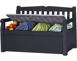 Keter Eden Garden Bench Opbergbank  - 265L  - 140x60x84cm - Zwart/Grijs