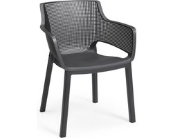 Keter Keter Elisa Tuinstoel - 6 stuks - 53x61,5x78,4cm - Donkergrijs monoblok fauteuils - stapelbaar kunsstof