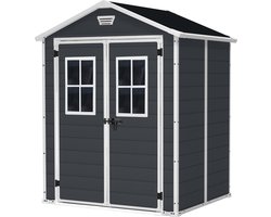 Keter Manor 65 Tuinhuis - 185x152x226cm - dubbele deuren + ramen - Antraciet