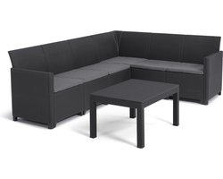 Keter Marie Hoek Loungeset met Orlando Tafel - 6 personen - Antraciet