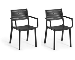 Keter Metaline tuinstoel - 2 stuks - 53,3x60,2x81,3 cm - Antraciet