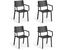 Keter Metaline tuinstoel - 4 stuks - 53,3x60,2x81,3 cm - Antraciet