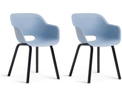 Keter Noa Tuinstoel - 2 stuks - 55x56,5x80cm - metalen frame - Blauw