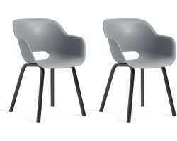 Keter Noa Tuinstoel - 2 stuks - 55x56,5x80cm - metalen frame - Grijs