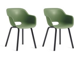 Keter Noa Tuinstoel - 2 stuks - 55x56,5x80cm - metalen frame - Olijfgroen