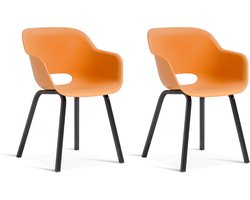 Keter Noa Tuinstoel - 2 stuks - 55x56,5x80cm - metalen frame - Oranje