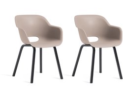 Keter Noa Tuinstoel - 2 stuks - 80x55x67cm - metalen frame - Soft Beige
