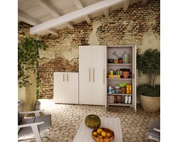 Keter - Opbergkast - Groove - laag - beige - en - zandkleurig