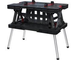 Keter Opvouwbare Werktafel - met 4 knevel/houtklemmen - 91x55,5x75,5cm - Zwart