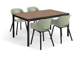 Keter Porto Diningset - Signature Porto Tafel en 4 Noa Tuinstoelen - Ashwood/Vintage Groen