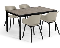 Keter Porto Diningset - Signature Porto Tafel en 4 Noa Tuinstoelen - Ashwood/Zand