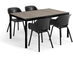 Keter Porto Diningset - Signature Porto Tafel en 4 Noa Tuinstoelen - Ashwood/Zwart