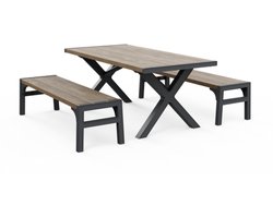 Keter Porto Picknickset - Tafel met 2 Banken - Ashwood