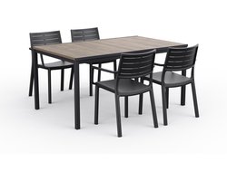 Keter Porto Tuintafel & Metaline Tuinstoelen 4 stuks - Antraciet