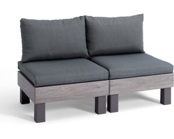 Keter Signature Elements 2-zits Loungebank - met groene kussens - Cappuccino/Ashwood