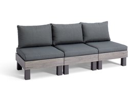 Keter Signature Elements 3-zits Loungebank - met groene kussens - Cappuccino/Ashwood