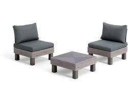 Keter Signature Elements Balkonset - 2 personen - met groene kussens - Cappuccino/Ashwood