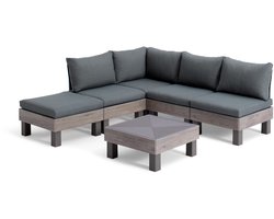 Keter Signature Elements Loungeset - 5 personen - met groene kussens - Cappuccino/Ashwood