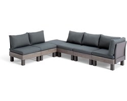 Keter Signature Elements Loungeset - 6 personen - met groene kussens - Cappuccino/Ashwood
