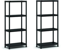 Keter Stellingkast Plus 60/4 - set van 2 - Opbergrek met 4 planken - 60x30x135cm - Zwart
